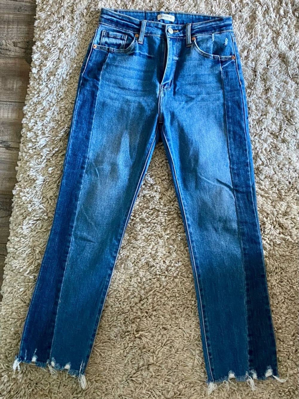 Artemis Two-Tone Dark and Light Blue Skinny Jeans